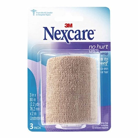 Nexcare No Hurt Cohesive Bandage 3 In. X 2-1/5 Yard Self-Adherent Closure Tan NonSterile Standard Compression, 12PK NHT-3